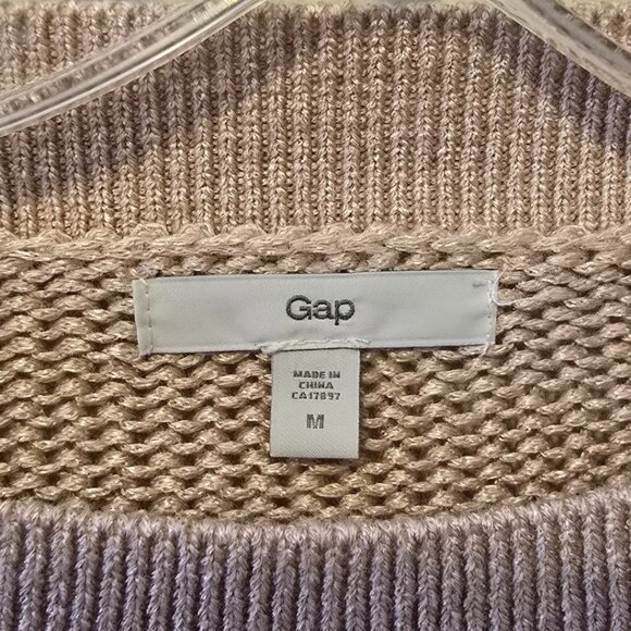 Dusty Pink GAP Knit Top w Zippers Short Sleeve Pastel Cute Womens T Shirt Size M - Picture 8 of 10